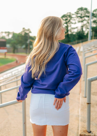 Purple Coquette Football Crewneck