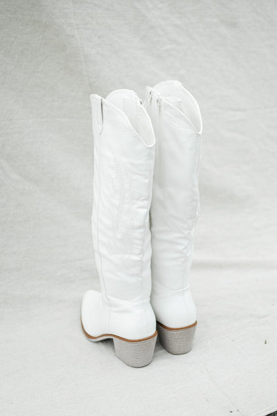 White Knee High Cowgirl Boots