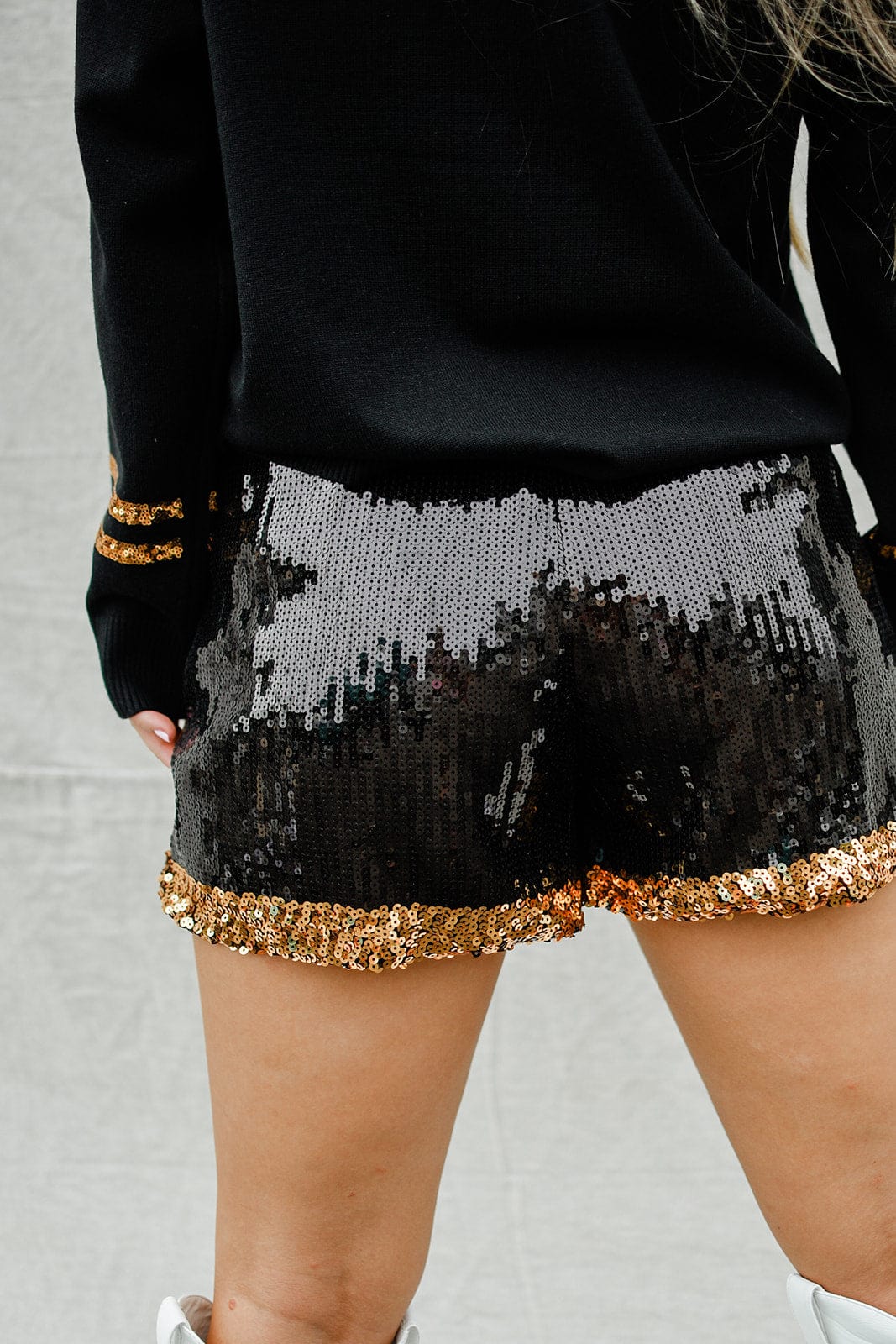 Black & Gold Sequin Jersey Shorts