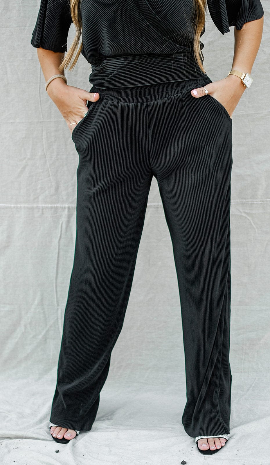 Black Pleated Set Pants