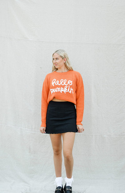Orange "Hello Pumpkin" Sweater