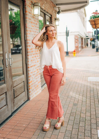 Cream Textured Double Layer Cami