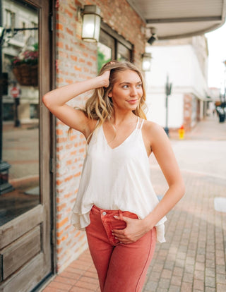 Cream Textured Double Layer Cami