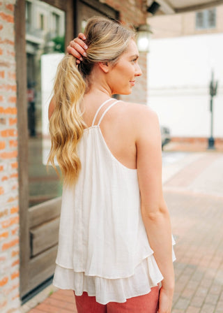 Cream Textured Double Layer Cami