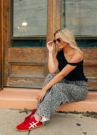 Leopard Print Wide Leg Jeans