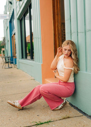 Rose Pink Wide Leg Jeans