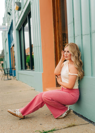 Rose Pink Wide Leg Jeans
