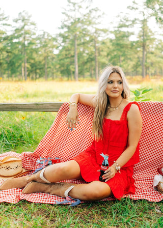 Red Detail Top & Skirt Set