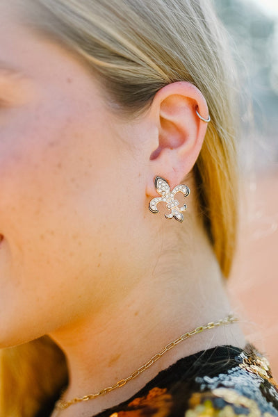 Gold Fleur De Lis Earrings With Lining