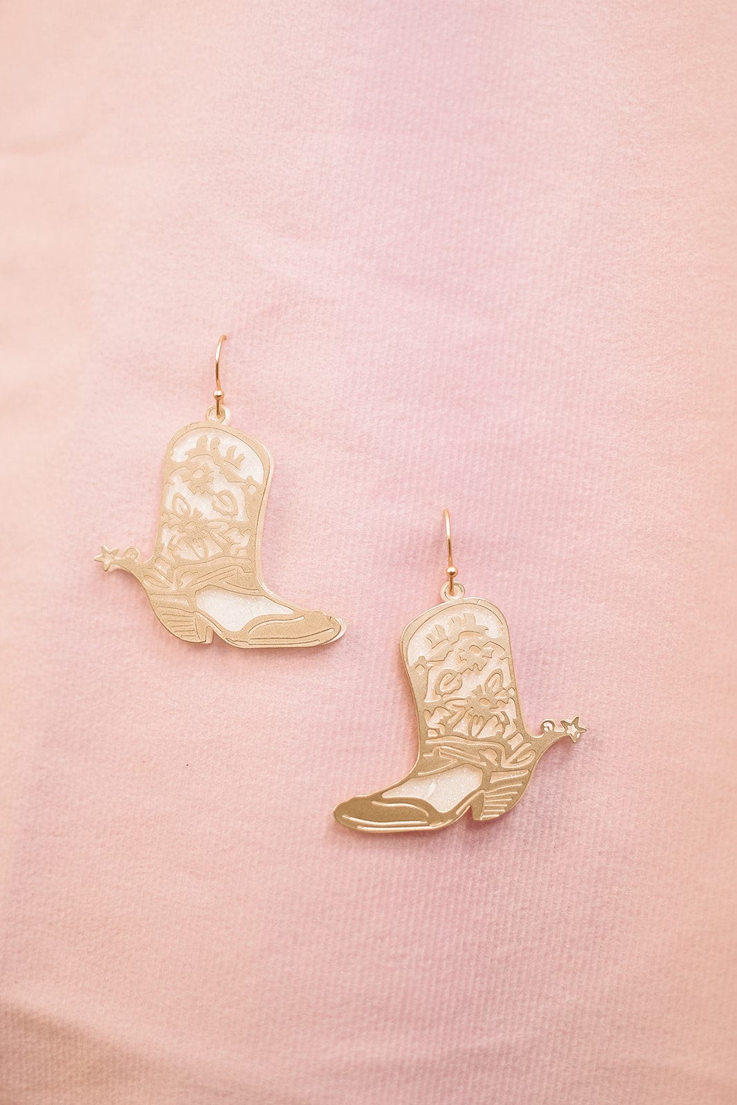 Gold & White Cowgirl Earrings