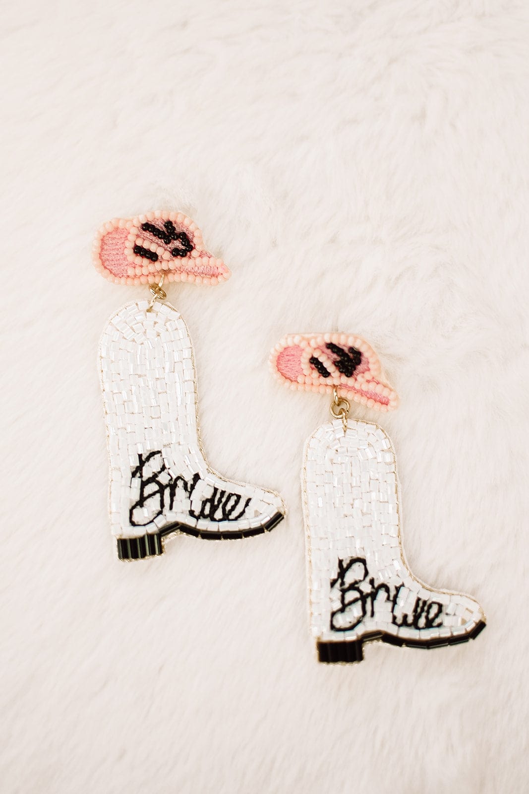 Pink Bride Cowgirl Earrings