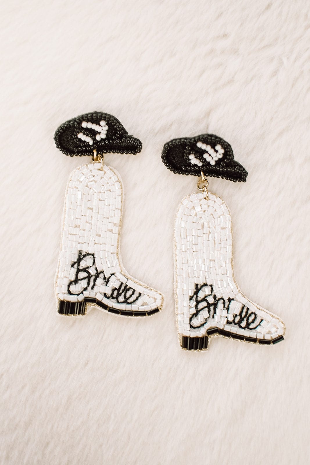 White Bride Cowgirl Earrings