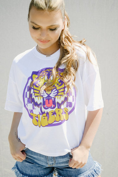 White Tiger Star Cropped Tee