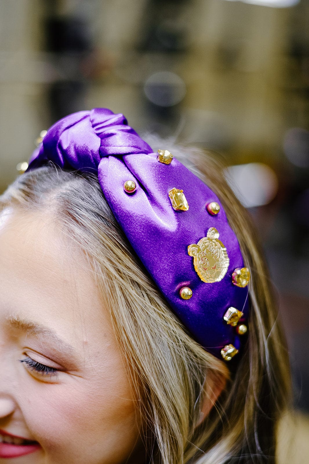 Purple LSU Tiger Jewel Headband