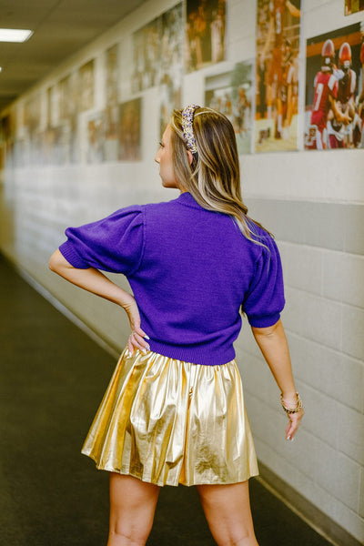 Gold Metallic Tennis Skirt