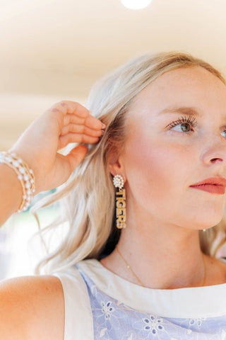 Geaux Tigers Pearl Cluster Earrings