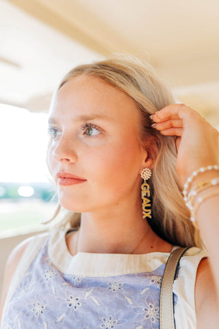Geaux Tigers Pearl Cluster Earrings