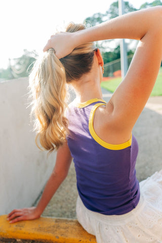 Purple Football Embroidered Tank