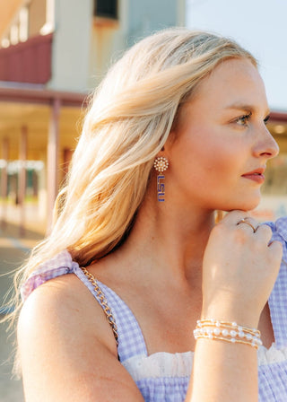 LSU Pearl Cluster Purple Earrings