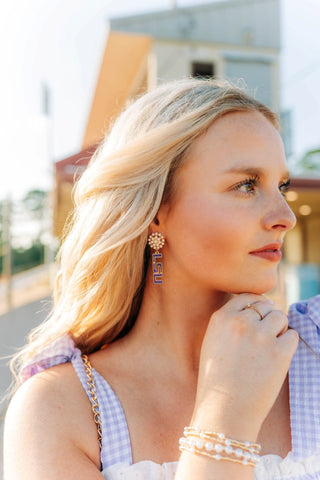 LSU Pearl Cluster Purple Earrings