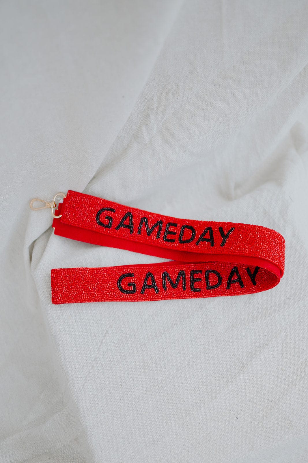 Red & Black Gameday Beaded Handbag Strap