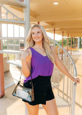 Leopard Trim Clear Satchel Bag