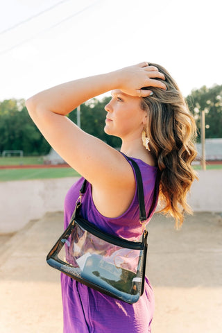 Black Trim Clear Satchel Bag
