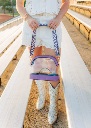 Purple Tiger Strip Bag Strap
