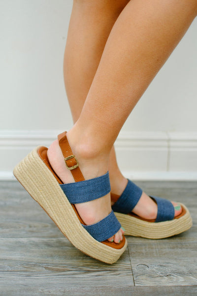 Denim Platform Espadrille Sandals