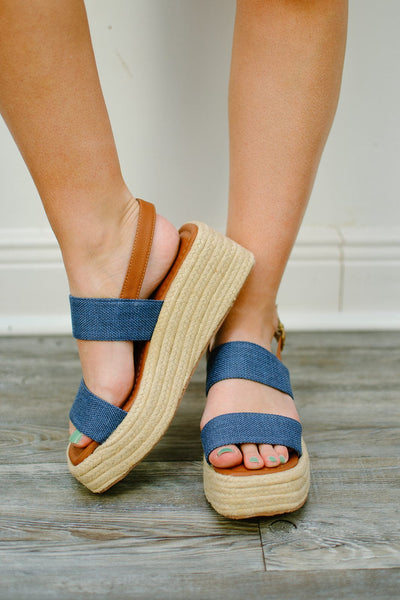 Denim Platform Espadrille Sandals