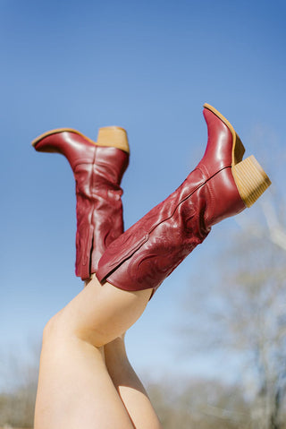 Deep Red Classic Cowgirl Boots