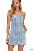 Denim Light Wash Fitted Mini Dress