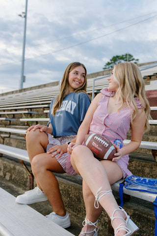 Dusty Blue Game Day Cropped Tee