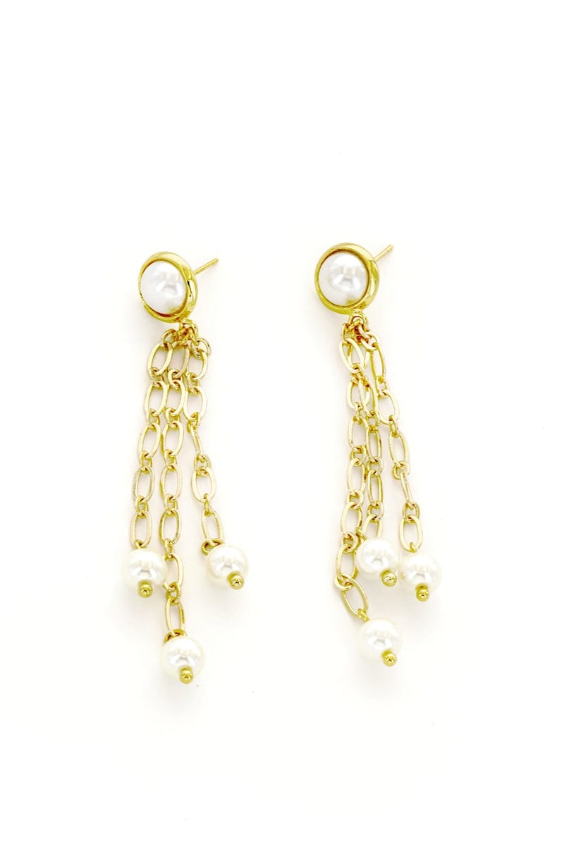 Pearl Stud Chain Drop Earrings