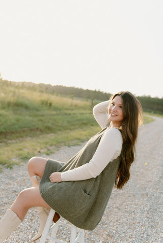 Green V-Neck Knit Sweater Vest