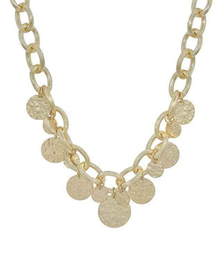 Gold Textured Metal Charm Necklace