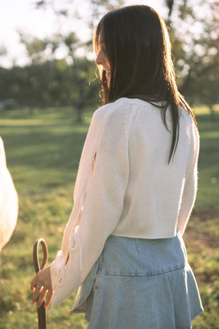 Ivory Ribbon Sleeve Detail Sweater