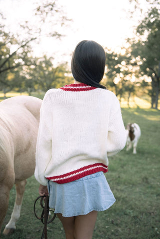 Ivory Sleigh Knit Christmas Sweater