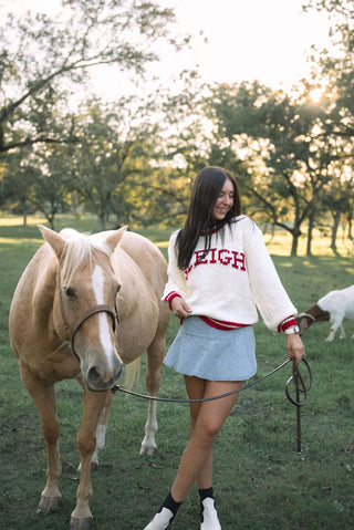 Ivory Sleigh Knit Christmas Sweater