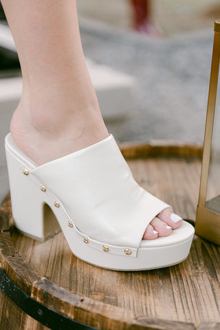 Ivory Studded Platform Heel