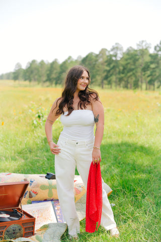 White Ruched Tube Top