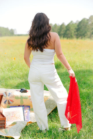 White Ruched Tube Top