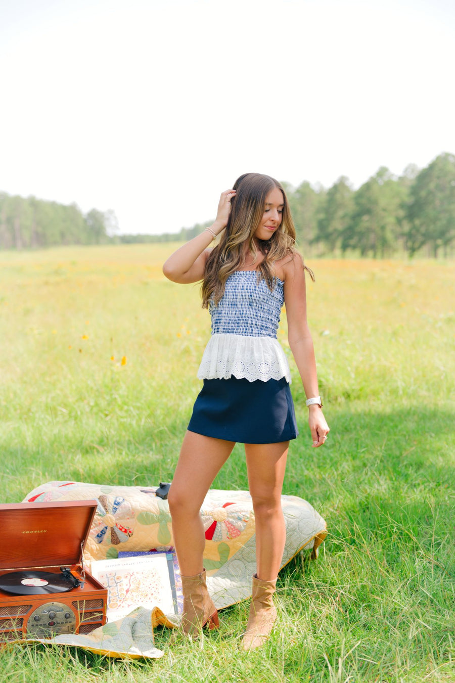 Navy Tailored High Waisted Skort