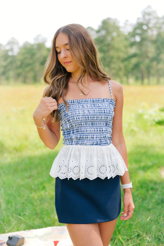 Navy Tailored High Waisted Skort