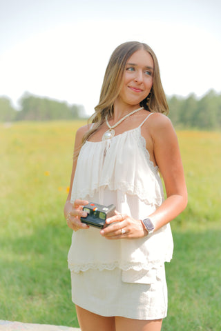Cream Lace Tiered Cami