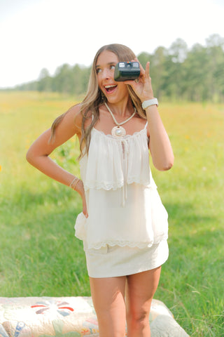 Cream Lace Tiered Cami