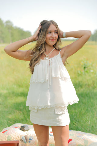 Cream Lace Tiered Cami