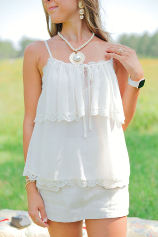 Cream Lace Tiered Cami