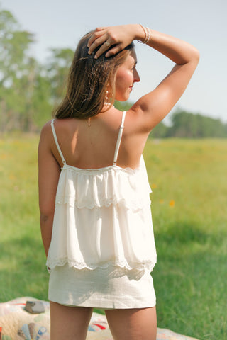 Cream Lace Tiered Cami