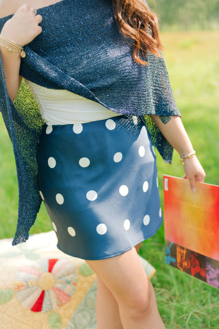 Navy Sequin Detail Poncho Top